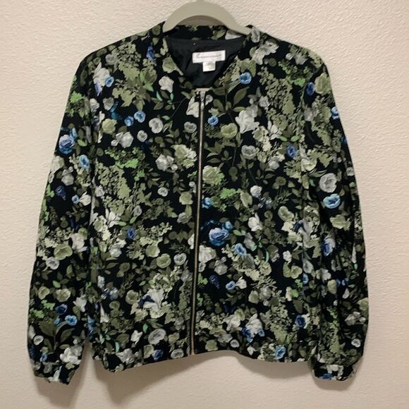 Christopher & Banks Women’s Lightweight Jacket Size M Blue/White Floral - Picture 1 of 6